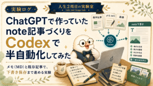 ChatGPTで作っていたnote記事づくりを、Codexで半自動化してみた実験ログのサムネイル